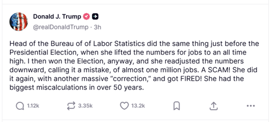 北京配资之家网 解雇劳工统计局局长引多方指责 特朗普再次炮轰：他在“制造骗局”！